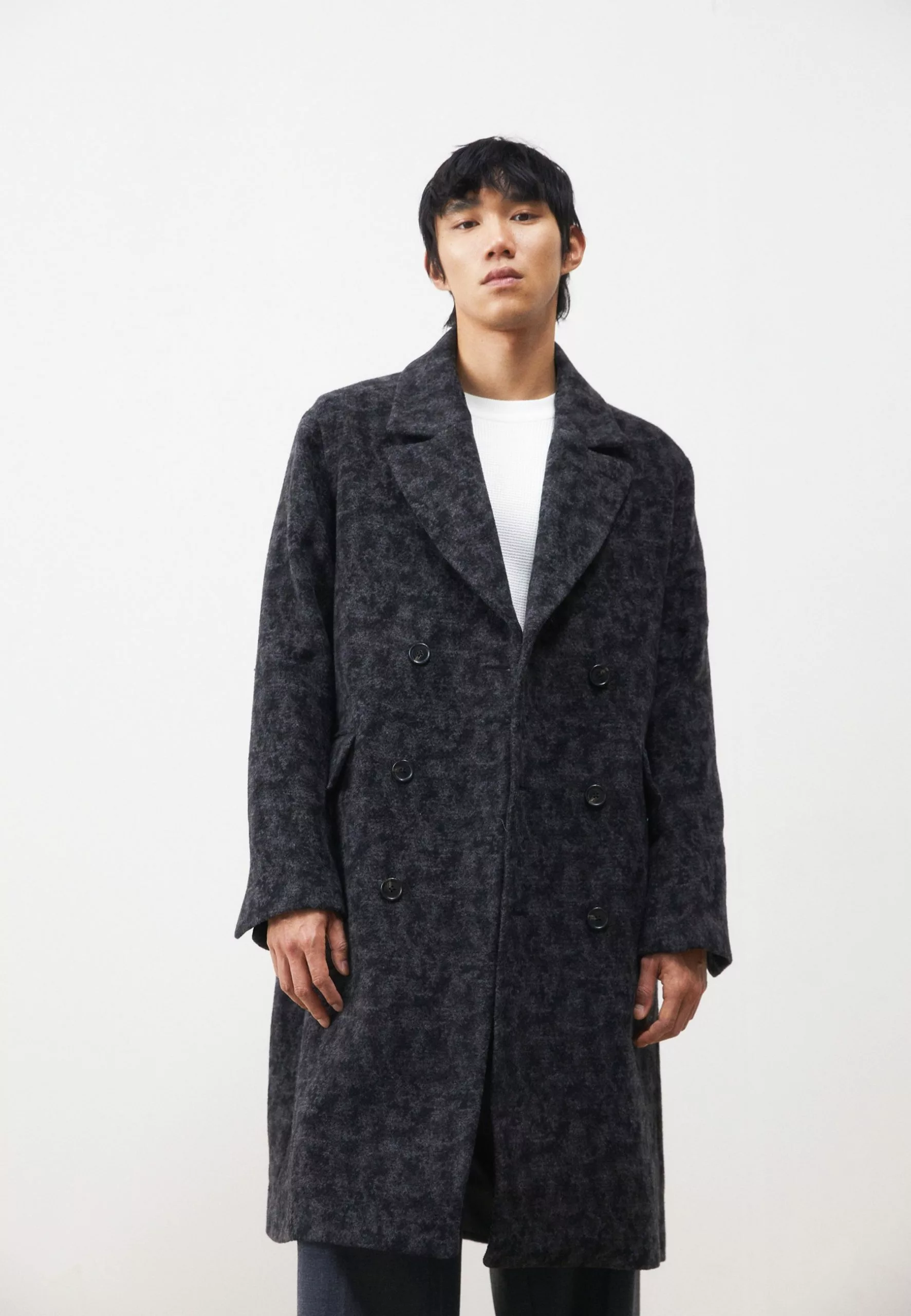 J.LINDEBERGDUGGIE DOUBLE BREASTED COAT - Klassisk Kappa / Rock - Black Melange 1 J.LINDEBERGDUGGIE DOUBLE BREASTED COAT - Klassisk Kappa / Rock - Black Melange