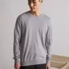 J.LINDEBERGLYLE LIGHT CREW NECK - Stickad Tröja - Light Grey Melange
