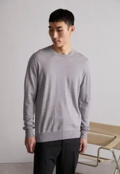 J.LINDEBERGLYLE LIGHT CREW NECK - Stickad Tröja - Light Grey Melange