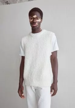 J.LINDEBERGALFONS SLIPOVER - Stickad Tröja - Cloud White