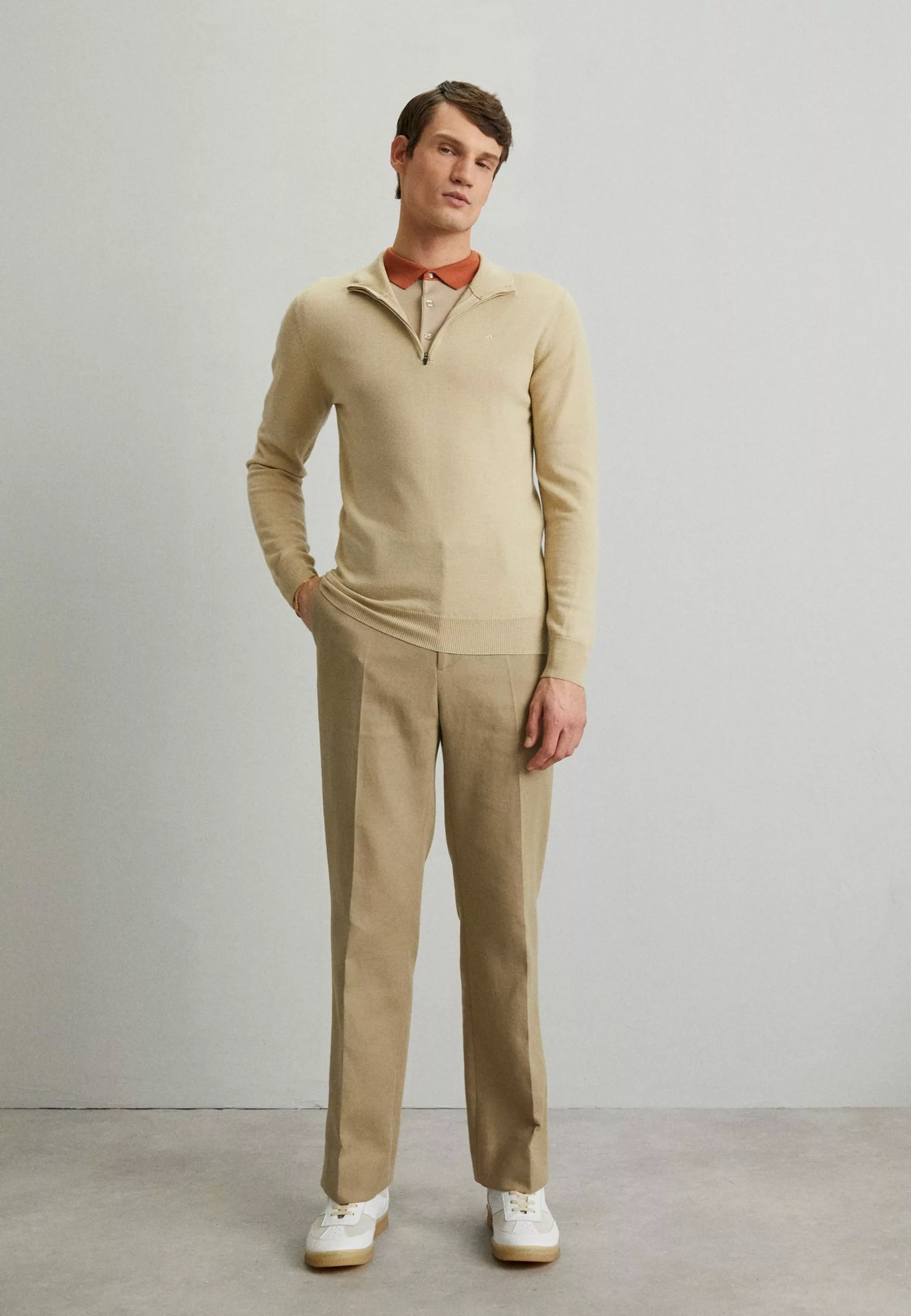 J.LINDEBERGKIYAN QUARTER ZIP - Stickad Tröja - Safari Beige 2 J.LINDEBERGKIYAN QUARTER ZIP - Stickad Tröja - Safari Beige - Bild 2