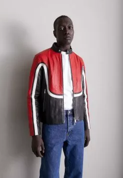 J.LINDEBERGBORIS COLORBLOCK BIKER - Skinnjacka - Chili Pepper