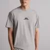 J.LINDEBERGDARCY LOGO TEE - T-shirt Med Print - Light Grey Melange